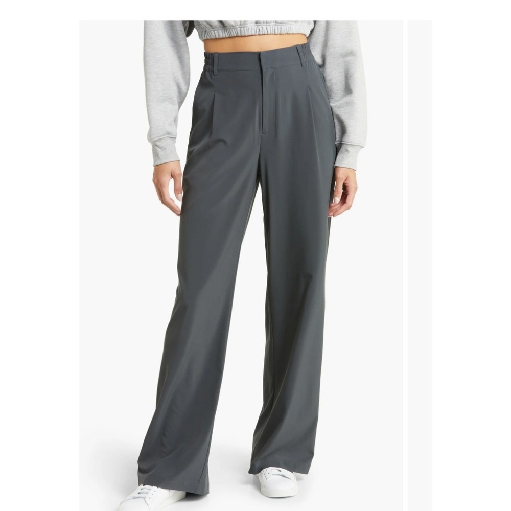 Alo Yoga Pursuit Trousers Anthracite Wide Leg Pleated Pants XXS Grey